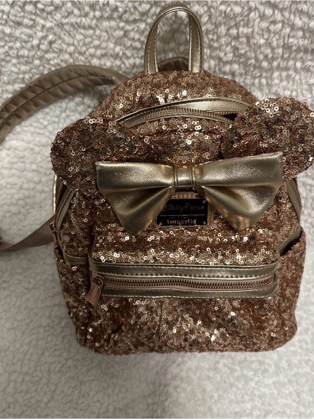 Loungefly Rose Gold Sequin Minnie Backpack